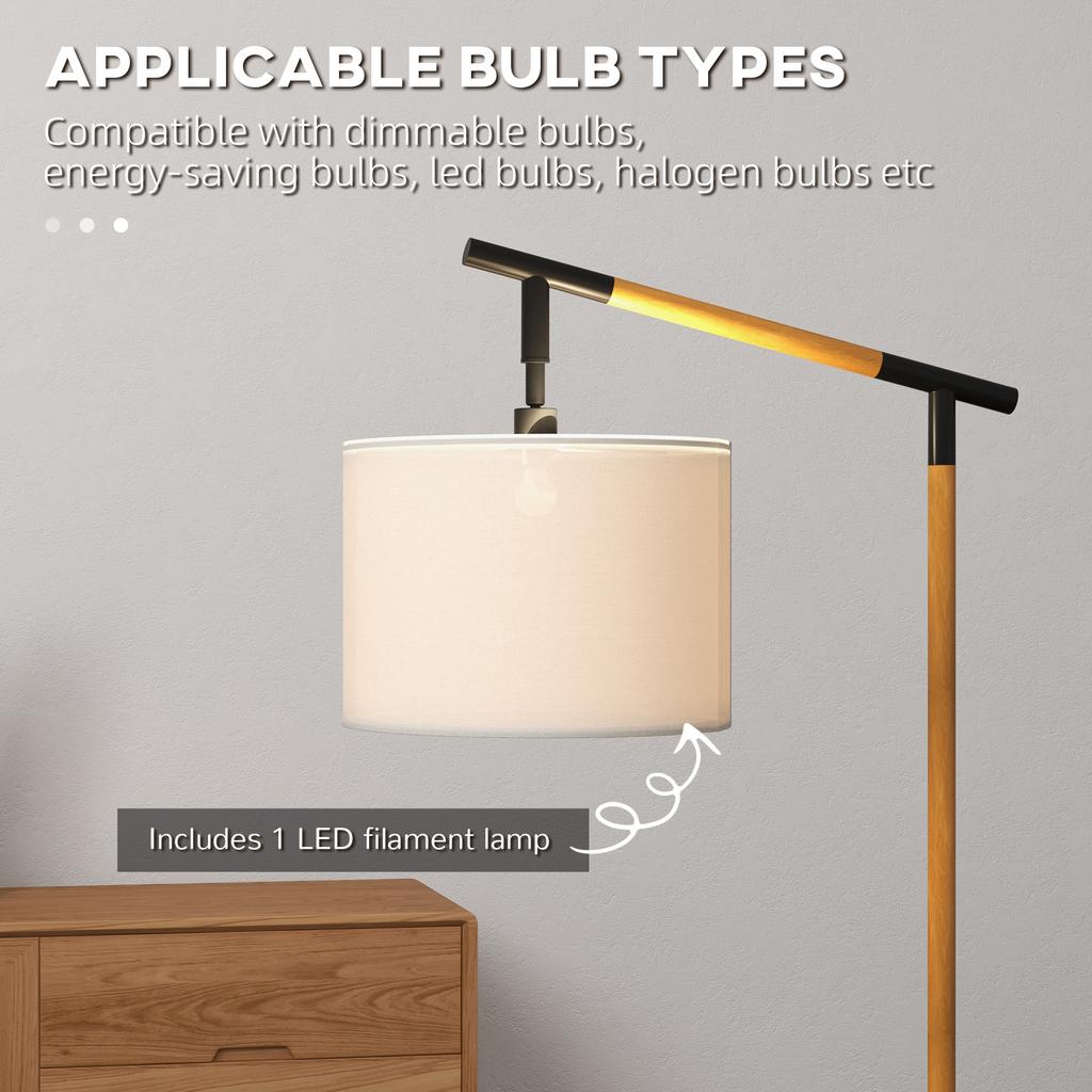 Metal Frame Floor Lamp with 350 Degree Rotating Lampshade, for Living Room and Bedroom, LED Bulb Included, Brown