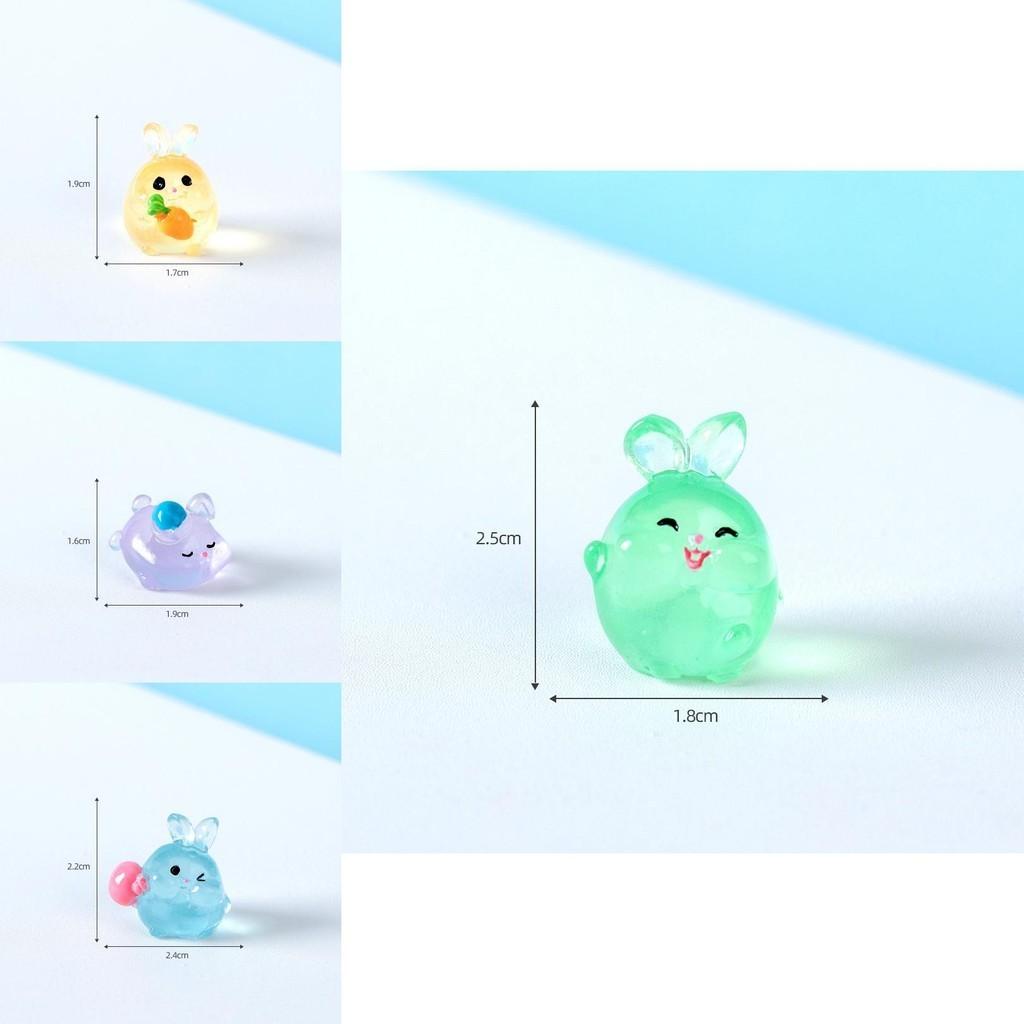 Cute Glowing Fat Bunny Resin Figurines Miniature Desk And Car Decor