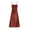 Velvet Ruched Midi Slip Dress – European & American Hot Girl Style Winter Fashion