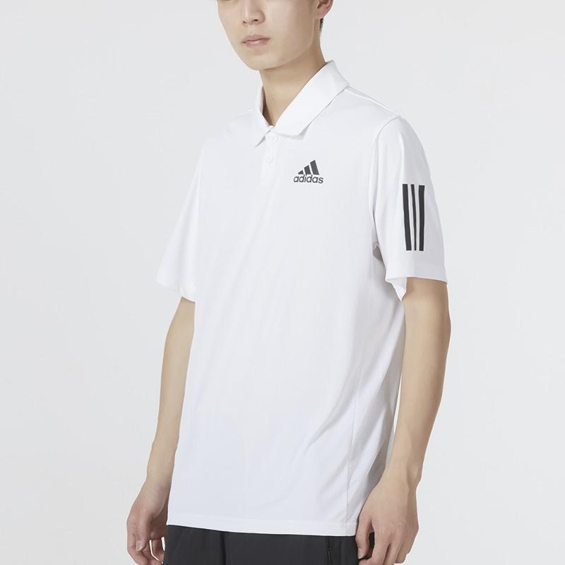 adidas Solid Color Stripe Tennis Athleisure Casual Sports Short Sleeve Polo Shirt White Men's HF1815