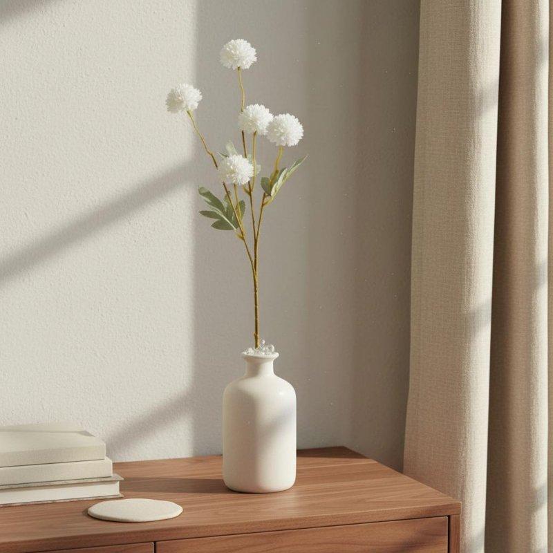 5-Head Chrysanthemum Spray Lively Hues Fake Chrysanthemum Sphere Artificial Puffball Stalk Reusable Faux Sphere Flower Stalk