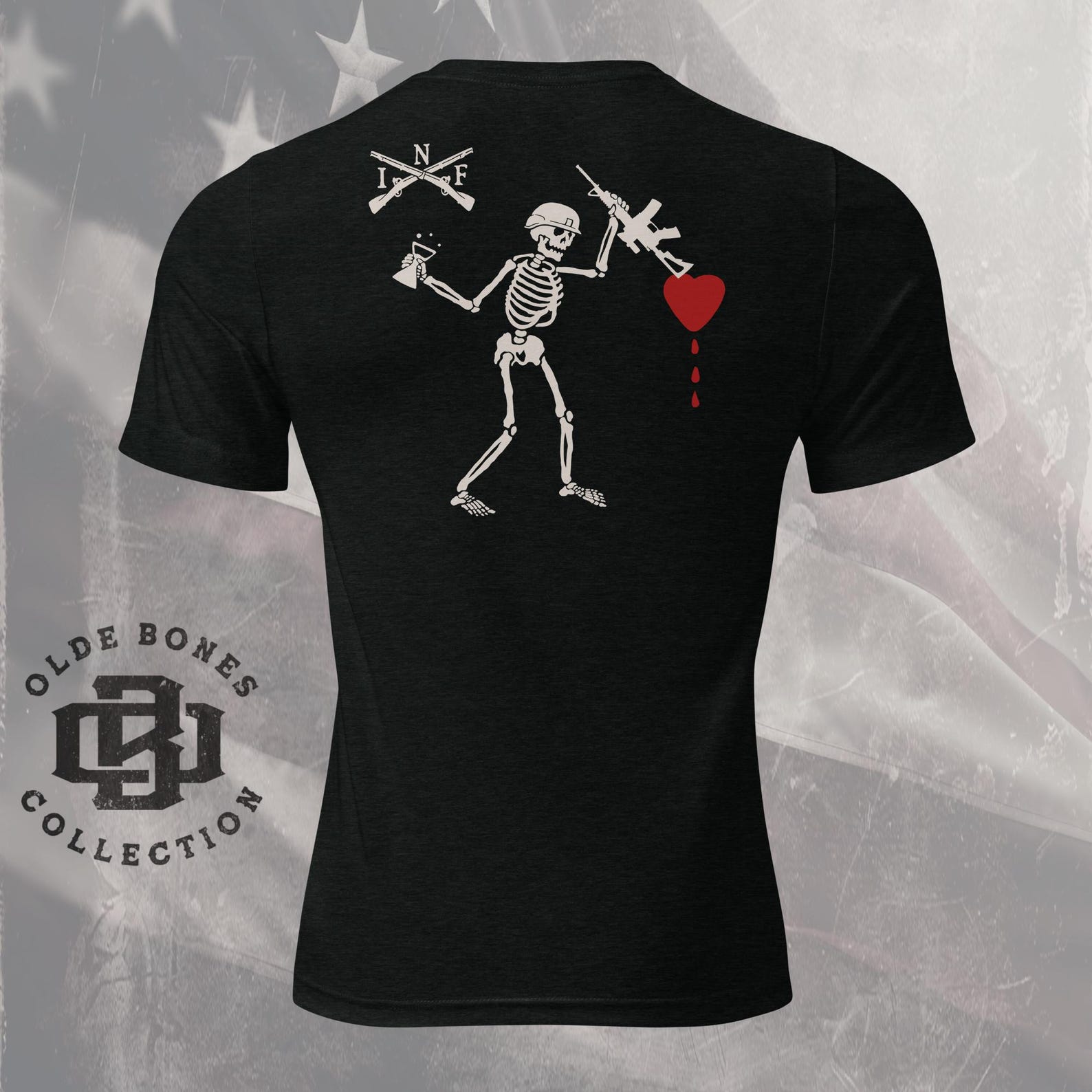 Tri-Blend Black Infantry Military T-Shirt L