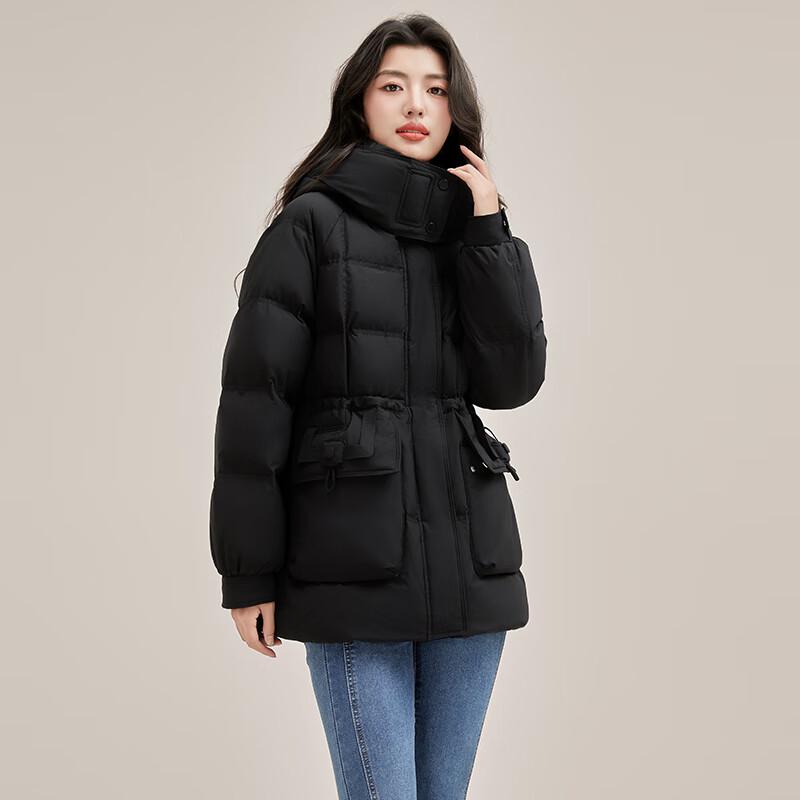 YAYA Women's 2024 Mid-Length Hooded Down Jacket