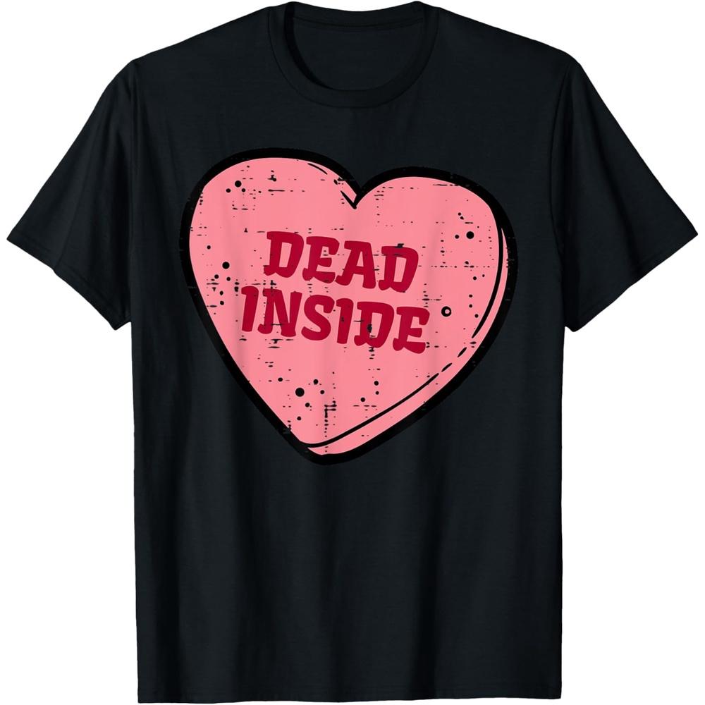 Anti Valentines Day Dead Inside Heart Funny Single Awareness T Shirt 3XL