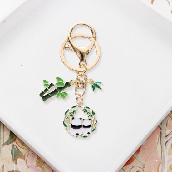 Neujahrs-Schlüsselanhänger, Panda-Bambus-Kranz-Anhänger, polierter Karabinerhaken, leicht, Umhängetasche, Schultasche, Dekoration, Anhänger, Schlüsselanhänger