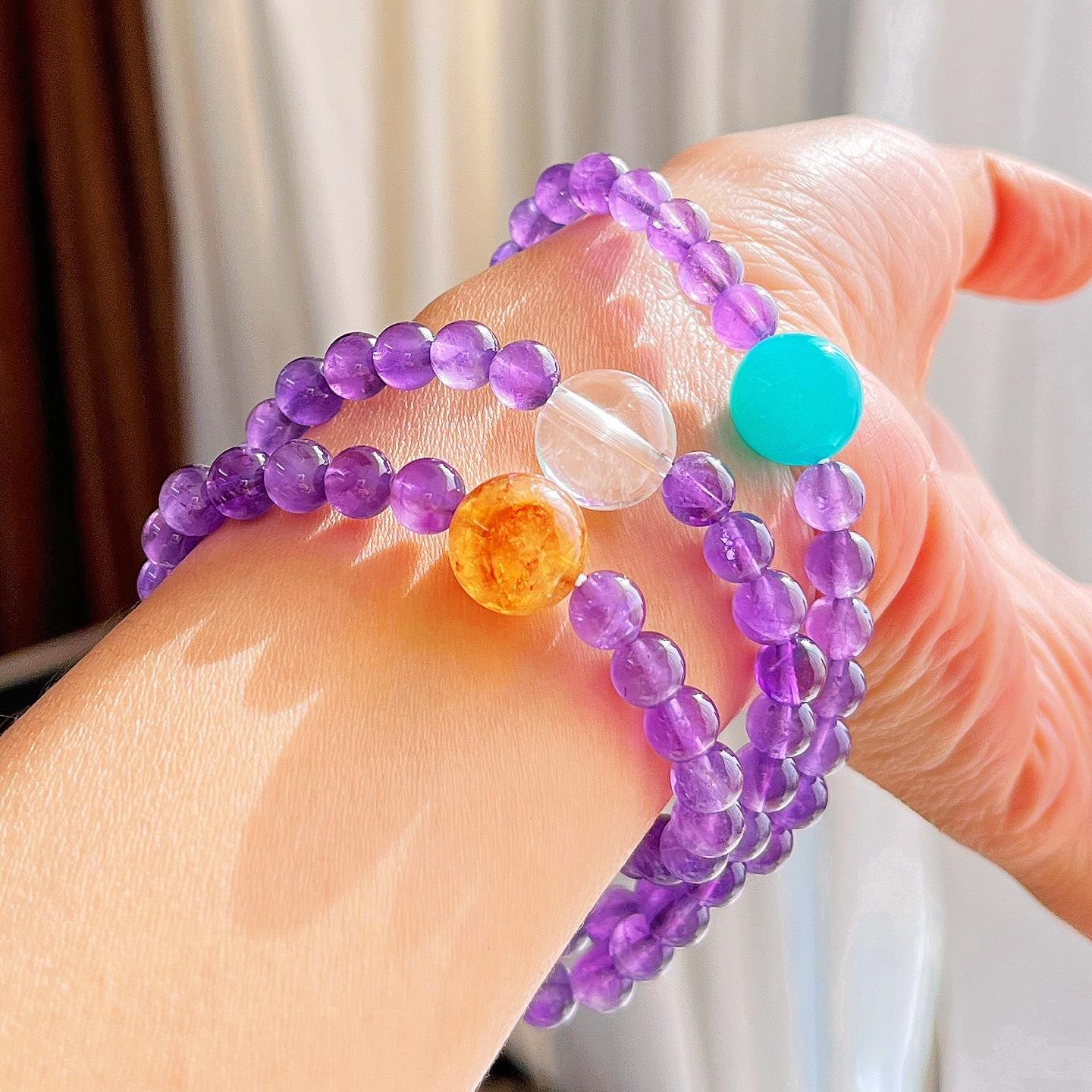 6Mm High Quality Natural Amethyst Design Multi-Circle Bracelet Bracelet