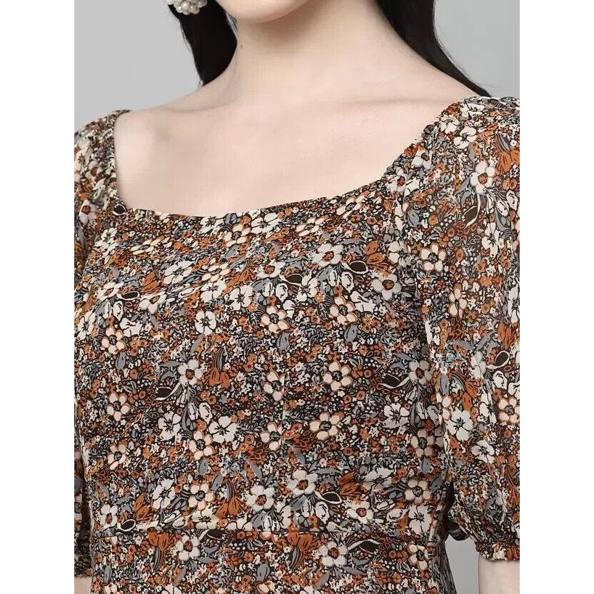 Party Wear Women Top Tunic Fit and Flare Red, Multicolor Dress Kurta Long Dress SC-1841