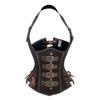 Dámský Rock Steampunk Korzet z Umělé Kůže Stahovák Pasu Šála Set