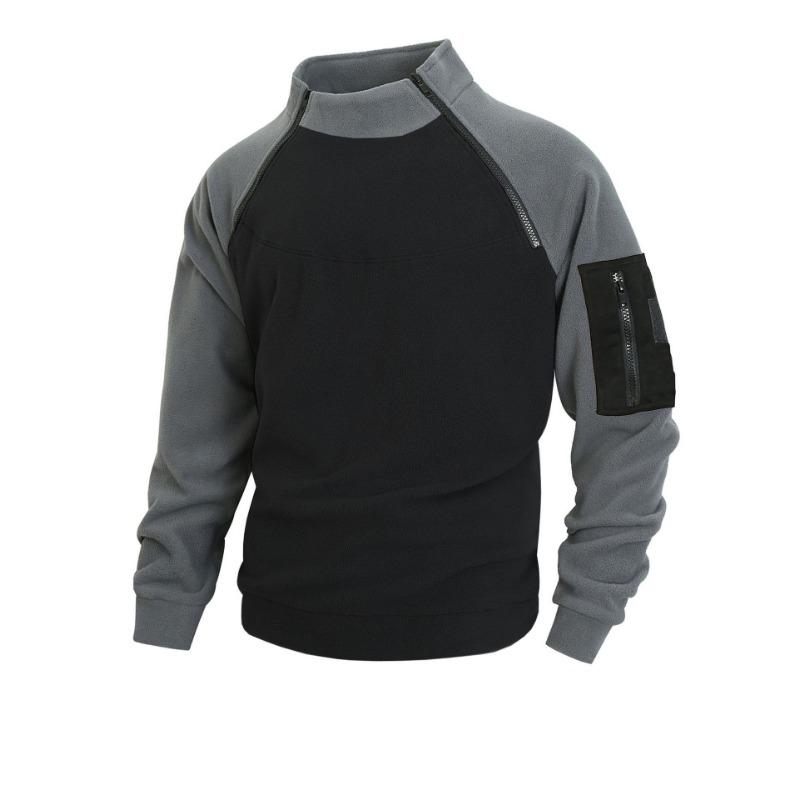 New Autumn and Winter New Slim Stand Collar Long Sleeve Pullover Personality Contrasting Casual Jacket for Men