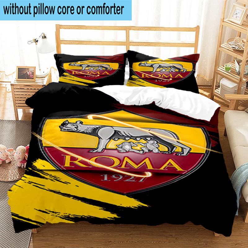 Set Biancheria da Letto Stampato 3 Pezzi Wolf Football Club Roma Copripiumino Chiusura Include 1 Copripiumino & 2 Federe Set Biancheria da Letto Arredamento Casa Regali