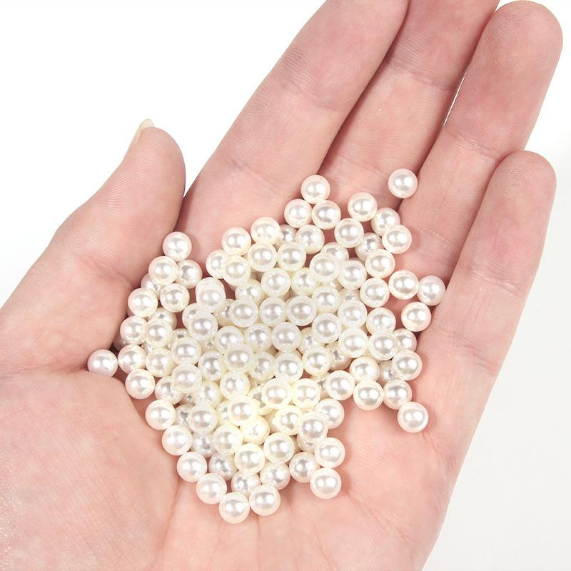 ABS High-Gloss Imitation Pearl Beads: Rice White, Pure White & Mixed Colors for DIY Clothing Accessories
