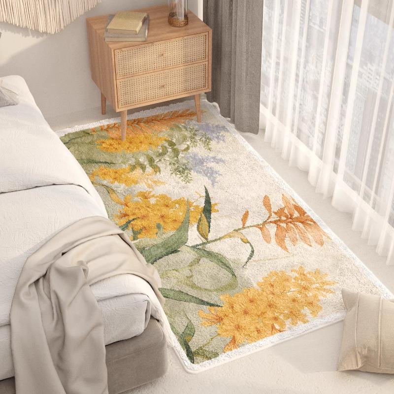 Ins Style Rugs for Bedroom Light Luxury Living Room Decoration Carpet Thick Washable Bedside Floor Mat Fluffy Soft Cloakroom Rug