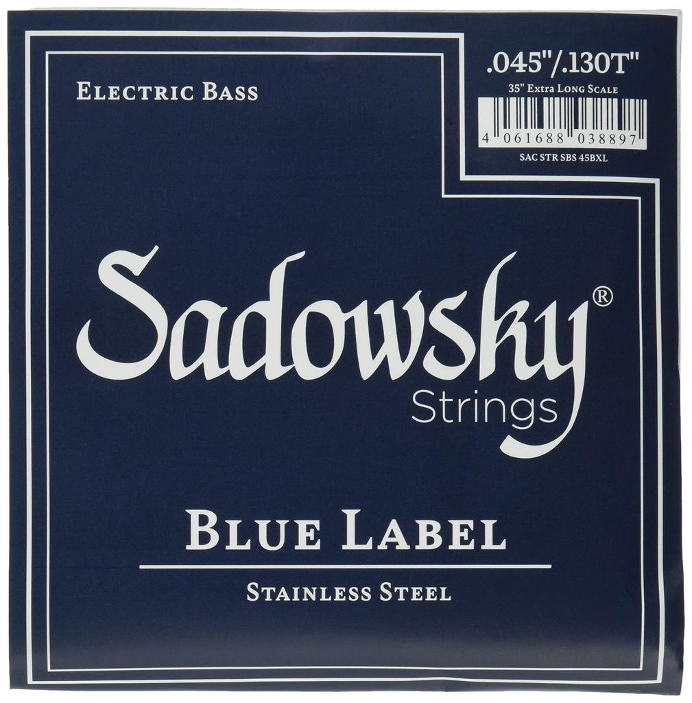 Blue Label Bass Stainless Super Long SBS45EX Strings, Steel, 35" Scale, 5-String, 045-130
