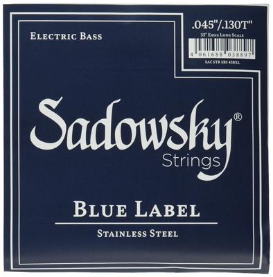 Blue Label Bass Stainless Super Long SBS45EX Strings, Steel, 35" Scale, 5-String, 045-130