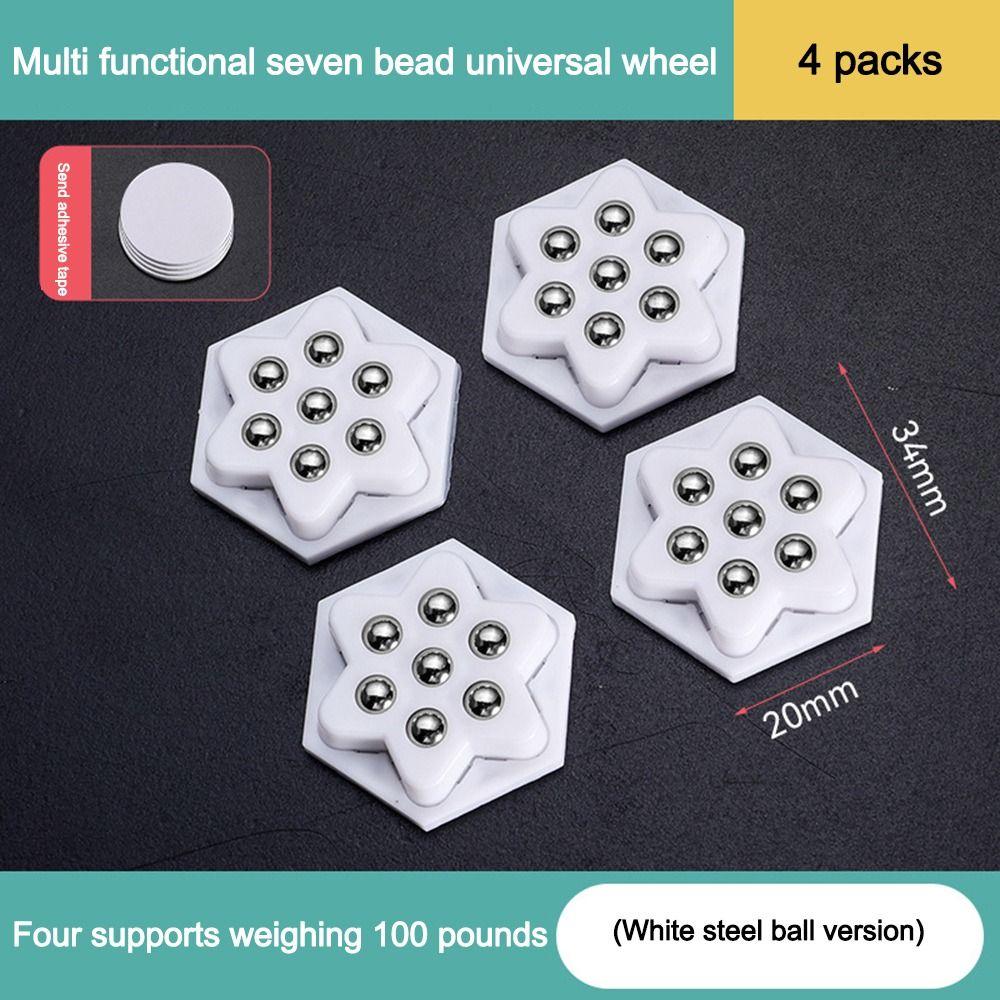4Pcs Durable Self Adhesive Universal Wheel Mute 7Beads Mini Pulley Base Self Adhesive Pulley