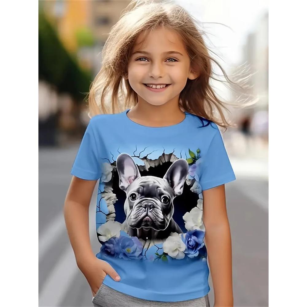 Cute Dog 3D Print Girls Clothes Cartoon Animal Trendy Children Clothing Casual Dog Lover Top