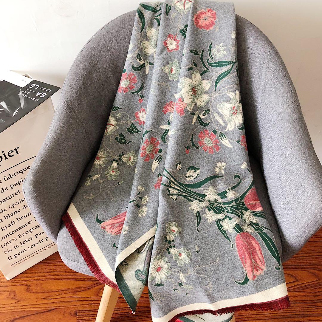 

Зимний женский шарф, роскошный дизайн, двухсторонний шарф из кашемира, теплый шарф, шаль