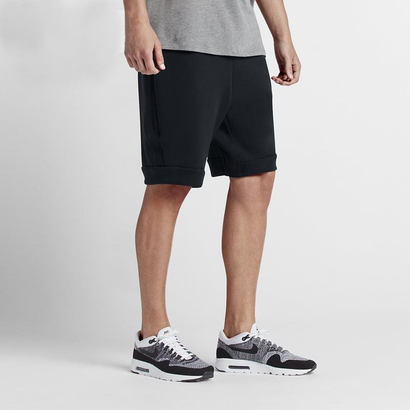 Men's Nike Tch Flc Short Alphabet Logo Lacing Loose Shorts 805161-010