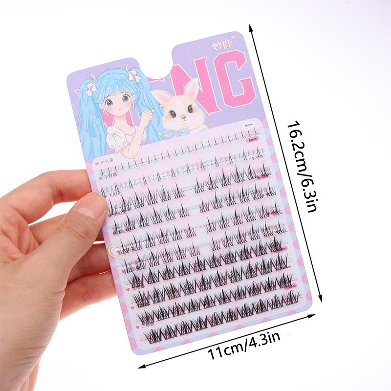 Lot de 124 faux cils épais style manga, petits cils individuels, extensions de cils naturels, maquillage coréen, DIY