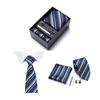 5Pcs/Set Silk Tie Suit Set Bright Color Tie Collar Clip Pocket Square Cufflinks Set Business Weddings Wear Formal Accessories