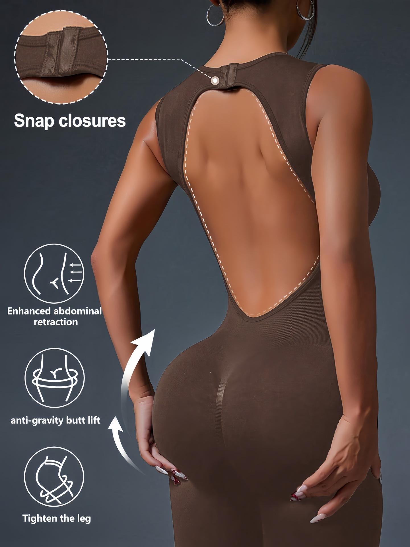 JYL Yoga Shorts Trousers Suit Slim Backless Jump High Elastic One Piece Outfit M амарантовый
