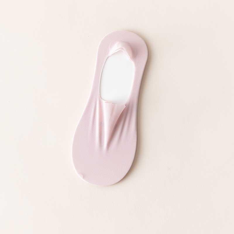 5 Pairs Women's Summer Thin Ice Silk Mesh Socks Cotton Base Solid Color Invisible Sweat Absorbent Non-slip No Heel Drop