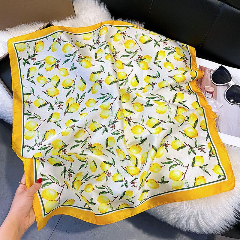 

Весенне-осенние шелковые шарфы Универсальный шарф из искусственного шелка Маленький квадратный шарф Атласный шарф Высококачественная лента Женщины 70*70