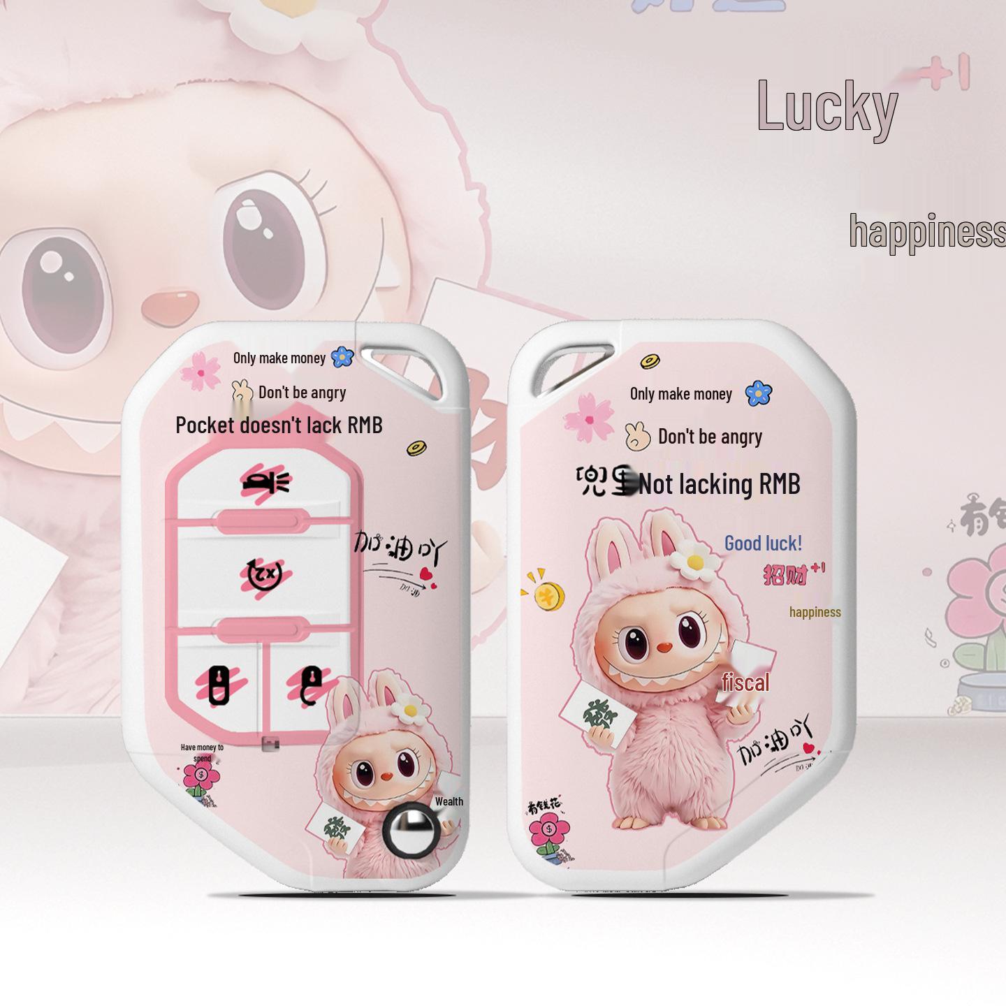 Jeep Compass, Renegade, Grand Cherokee, Commander Key Cover with Cartoon Design PE Bag