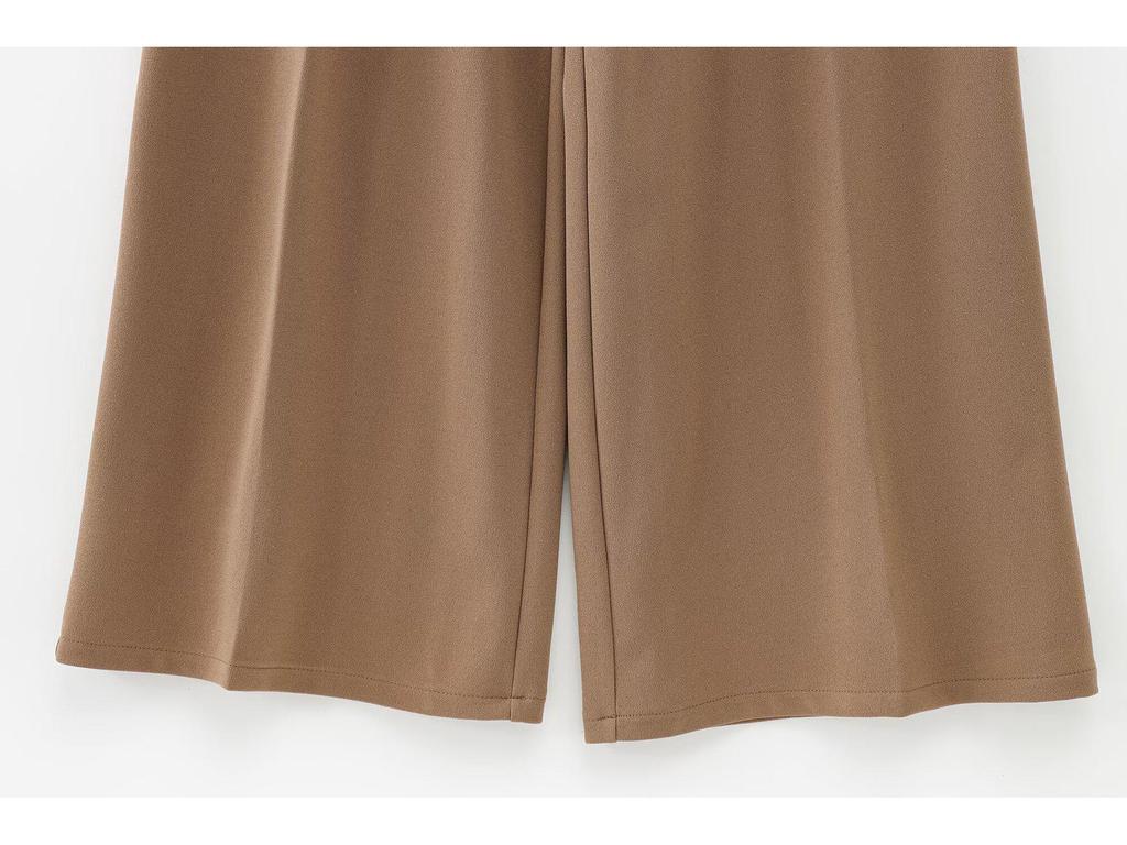 2025 Spring Women's Solid Color Belted Loose Wide-Leg Casual Long Pants