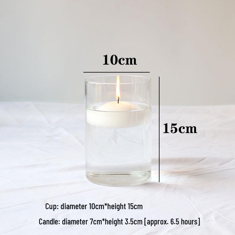Glass Candle Holders for European Romantic Dinner, Wedding, Birthday, or Hotel Events - Floating Water Candles Included