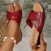 Summer Women's Footwear Size Fashion Slippers PU Leather Wedge Slides Slip On Shoes for Woman Soft Sole Casual Slippers