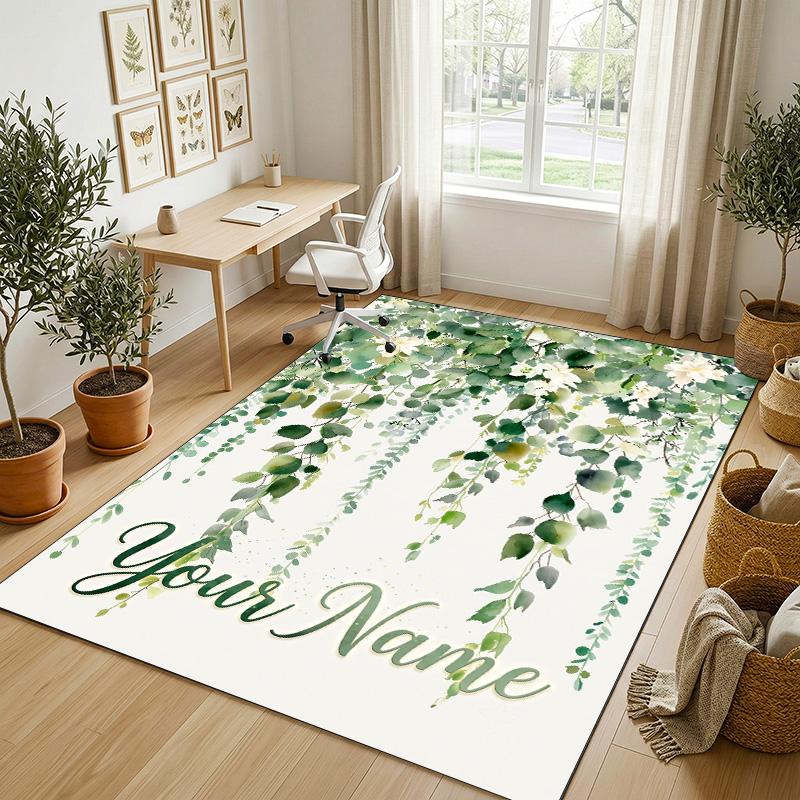 Bloemrijke Tuin Thema Kristal Fluweel Tapijt Gepersonaliseerd Aangepaste Naam Tekst Zachte Vloermat Woondecoratie