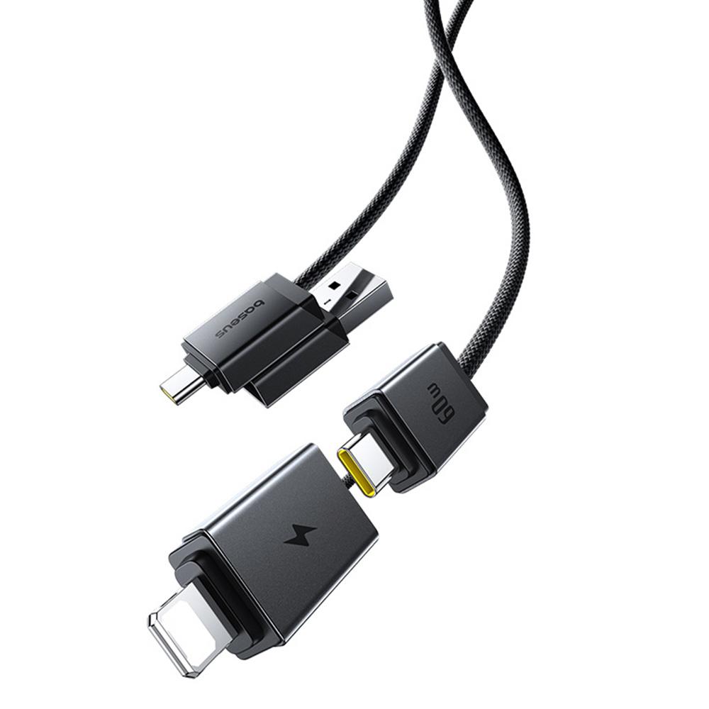 

BASEUS Versatile 0.6m Two-For-Two Fast Charging Cable USB+Type-C to Type-C+Ip Data Cord,Black A