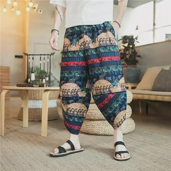 Men's Plus Size Ethnic Style Summer Beach Shorts - Thai Elephant Design