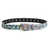 Distressed Street-Style Waist Belt with Star-Shaped Metal Grommets and Pin Closure for Cargo Pants, Jeans, and Skirts