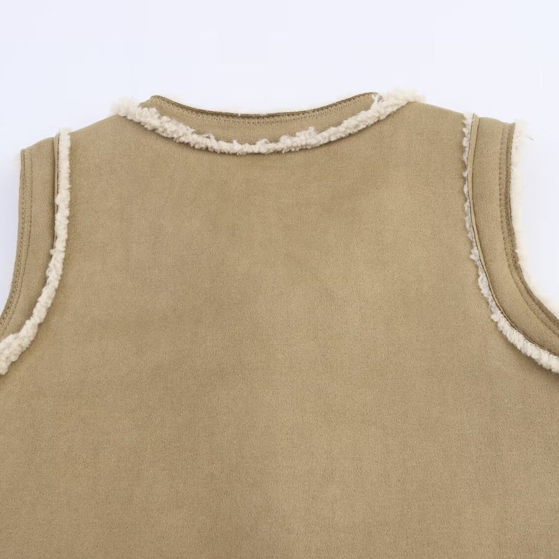 Zbzr Autumn New Women Clothes European and American Fan Car Suede Fur Fur Button Vest Vest