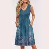 Women Summer Dresses Sleeveless Casual Loose Swing Button Down Midi Sundress With Pockets