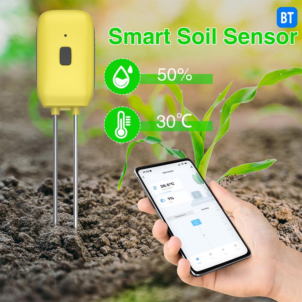 Soil Moisture Meter Smart Plant Water Sensor Temperature and Humidity Alarm Outdoor IPX5 Waterproof Dual needle Soil