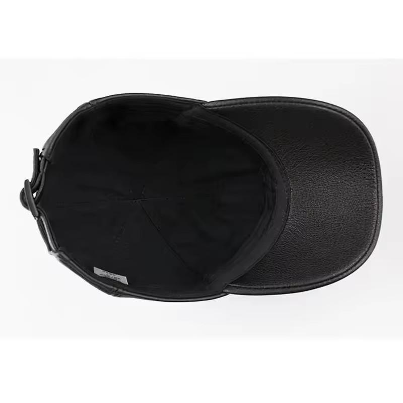 Men's Genuine Lambskin Leather Duckbill Baseball Cap - Autumn/Winter Warm Grandpa Style