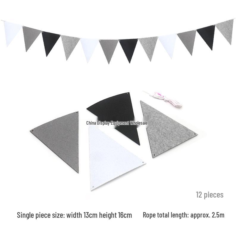 Triangle Flag Bunting for Kindergarten Decoration - Children's Room & Birthday Party Decor with Girlish Heart Design