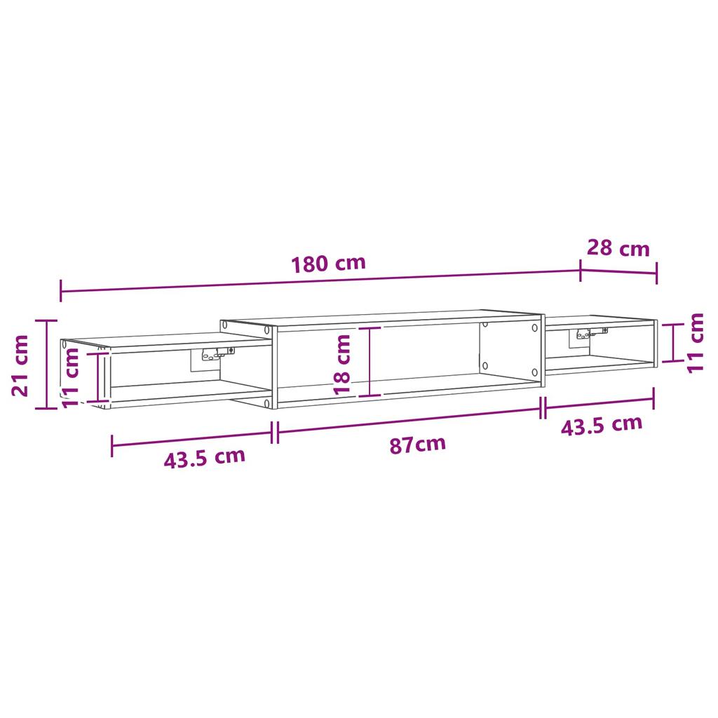 Wall Mounted TV Cabinet Wall Bracket Black Oak