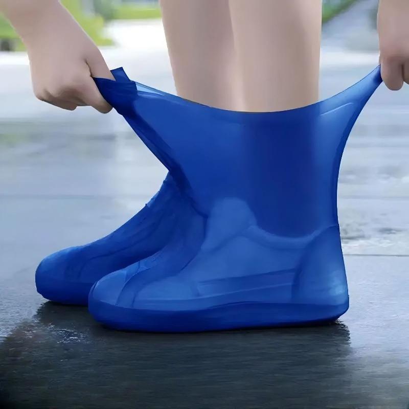 1 Pair Silicone Waterproof Shoe Covers Lip-Resistant Rubber Rain Boot Rain Gear Overshoes Accessories For Outdoor Rainy Day Set
