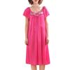 Women's Ice Silk Nightgown Sleepwear Round Neck Nightie Short Sleeves Nightshirt Summer Sleepwear Nightdress Sleep Dress