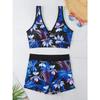 Print V Neck & Waist Boxer Bikini 2025 Swimsuit Women Padded Swimwear Female Bathers Bathing Swimming Swim Suit Beachwear