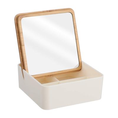 Frcolor Tabletop Makeup Accessory Tabletop Jewelry Small Item Storage Birthday Gift Mirror, Mirror, Case, Mirror, Storage, Case, Square, Stylish,