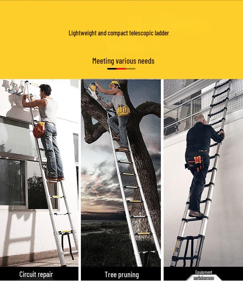 Portable Aluminum Alloy Folding Telescopic Ladder - Single-Sided Household Use