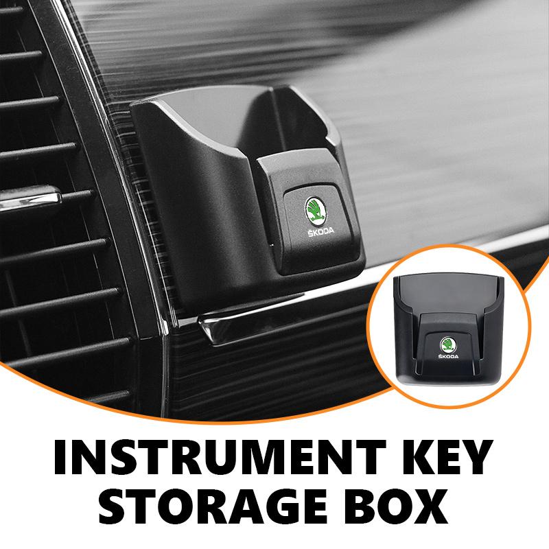 AAABS1 Car Interior Key Remote Control Storage Box Organizer Sticker Holder For Skoda Kodiaq Fabia Kamiq Karoq Octavia 2 3 Rapid Scala