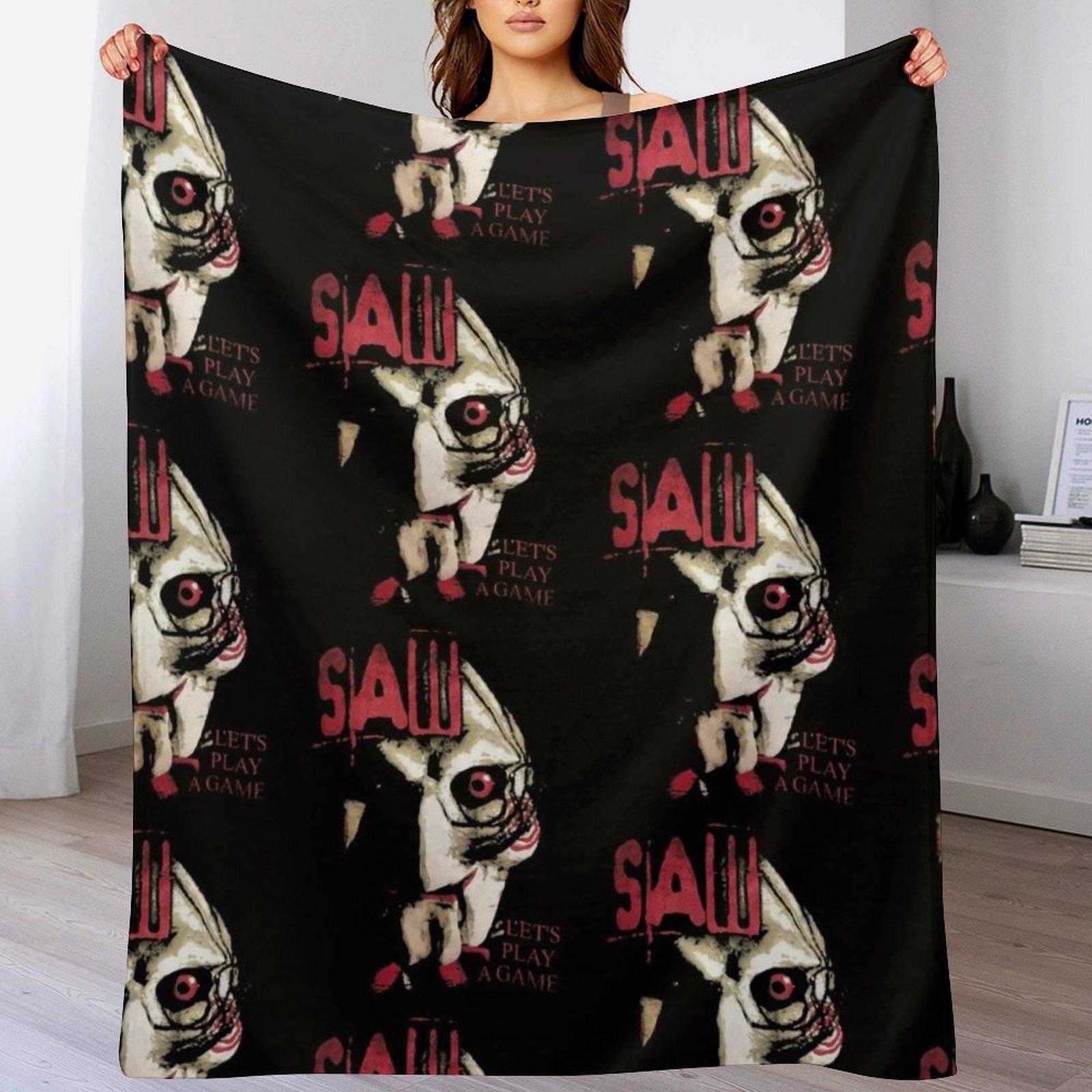

Saw X Horror Movie Lets Play A Game Throw Blanket Warm Napping Blanket for Office Couch Bed 102x76cm(40x30in)