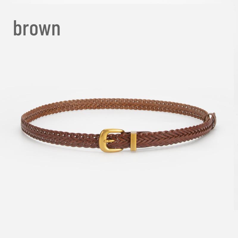 

Женский ретро-ремень ручной работы из плетеной кожи, универсальный для платьев и джинсов, с застежкой-пряжкой. 110 cm коричневый