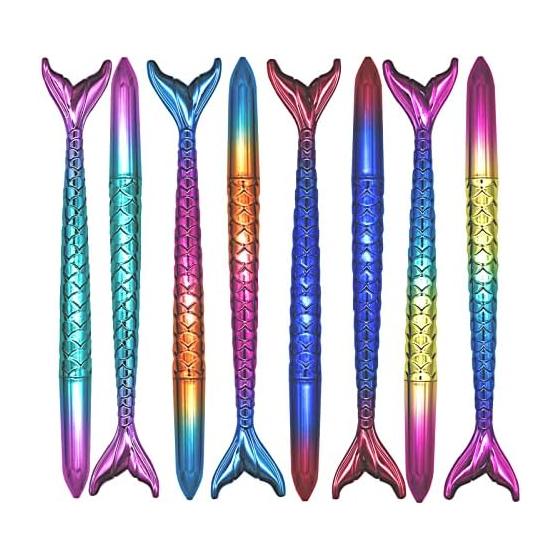 8 Pack Cute Mermaid Ballpoint Pens, Fun & Easy-to-Write Pens for Journaling, Office Supplies, Stationery, Kids, School Gifts, Birthdays, Student